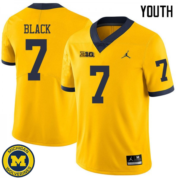 Youth Michigan Wolverines #7 Tarik Black Yellow Jordan Brand Embroidery Jersey